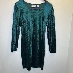 Vtg Green Velvet Babydoll Long Sleeve Dress Whimsygoth Whimsigoth Fairy Size M